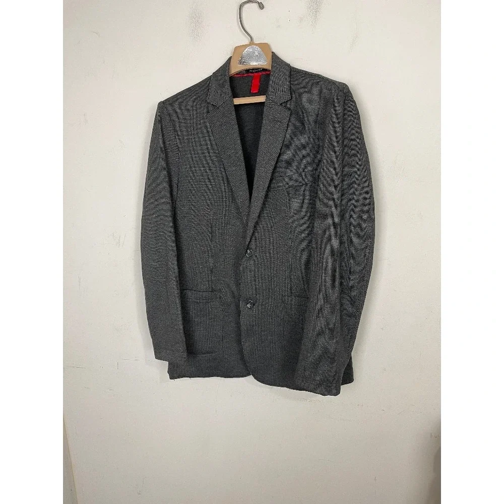7DIAMONDS Mens Blazer M Crockett Gray Raw‎ Edge Unstructured Sport Coat Jacket
